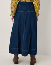 Brooke Seamed Denim Midi Skirt, Blue (INDIGO), large