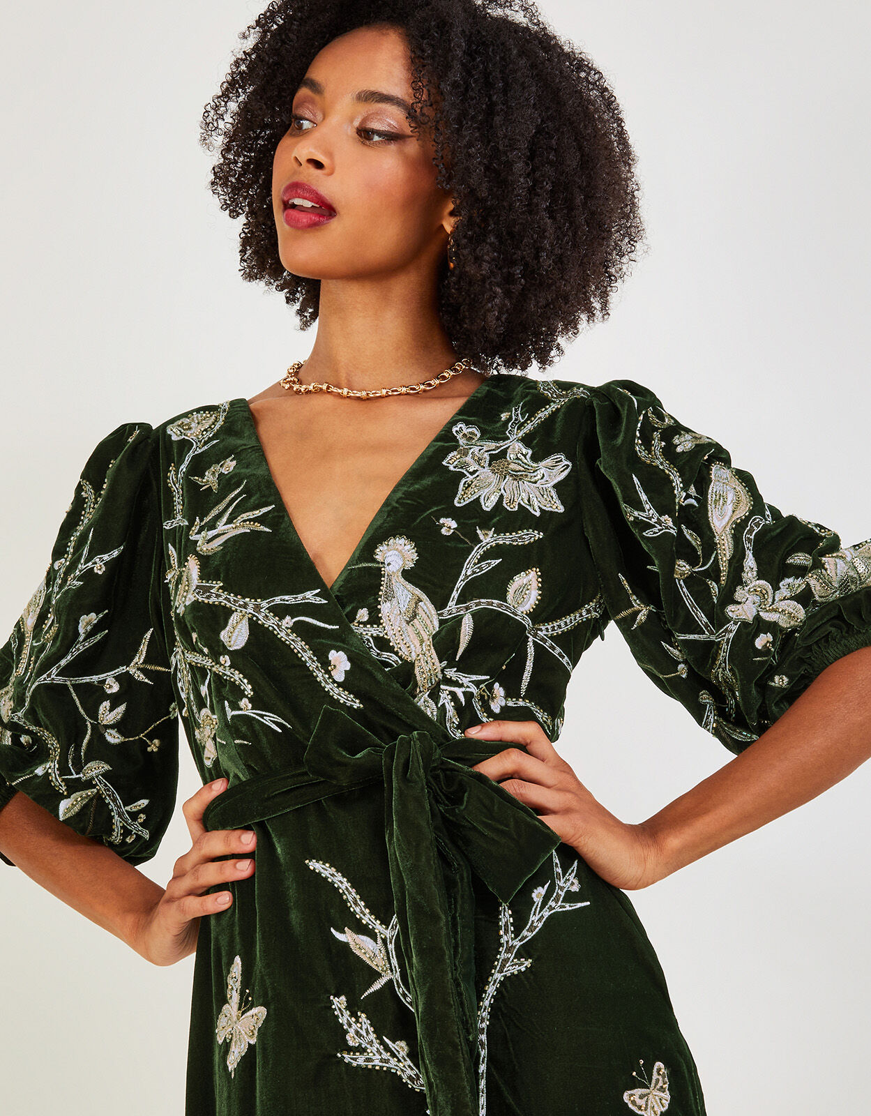 Monsoon green velvet hotsell dress