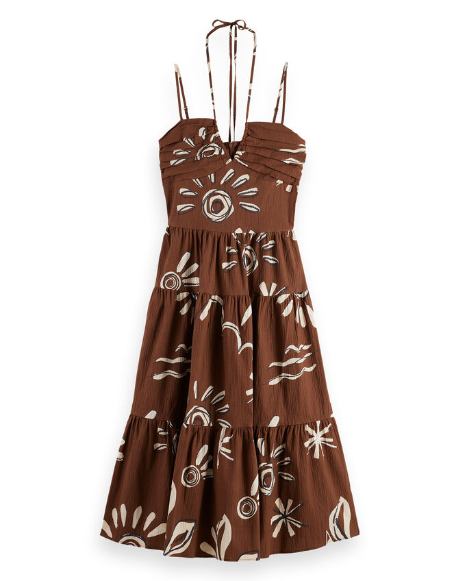 Scotch & Soda Seersucker Midi Dress, Brown (BROWN), large