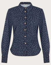 Novie Polka Dot Jersey Shirt, Blue (NAVY), large