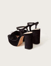 Velvet and Diamante Platform Heels, Black (BLACK), large