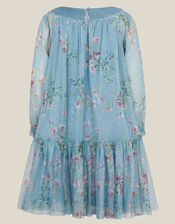 Naina Floral Mesh Party Dress, Teal (TEAL), large