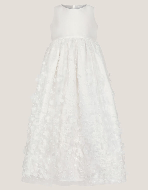 Baby Floral Appliqu&eacute; Christening Dress, Ivory (IVORY), large