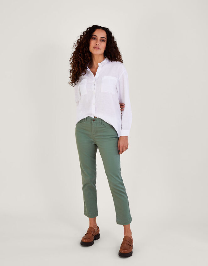 Safaia Cropped Skinny Jeans, Green (KHAKI), large