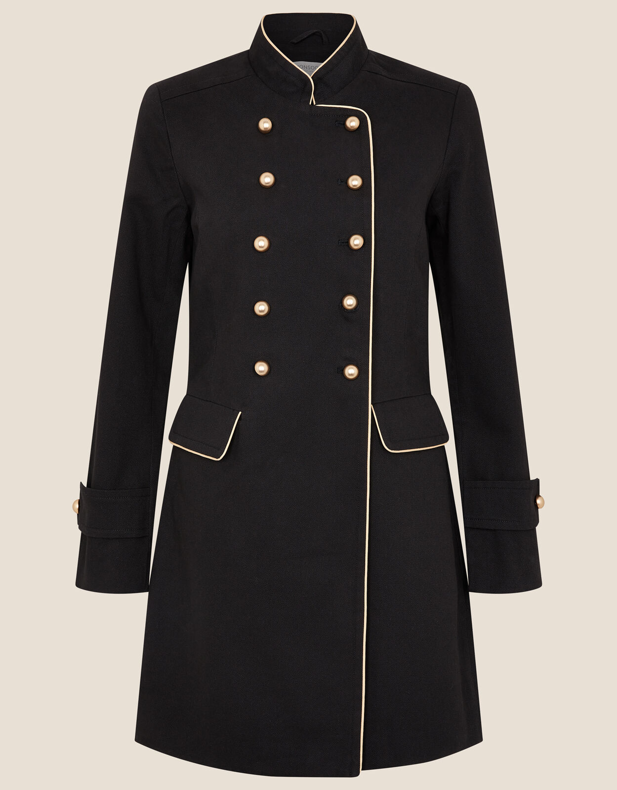 Melinda Longline Military Jacket Black
