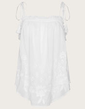 Embroidered Cami Top in Sustainable Cotton, White (WHITE), large