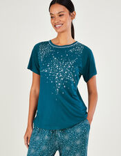 Star Placement Print Pyjama Set in LENZING™ ECOVERO™, Teal (TEAL), large