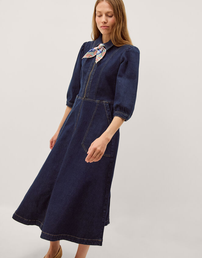 Erin Zip Denim Midi Dress