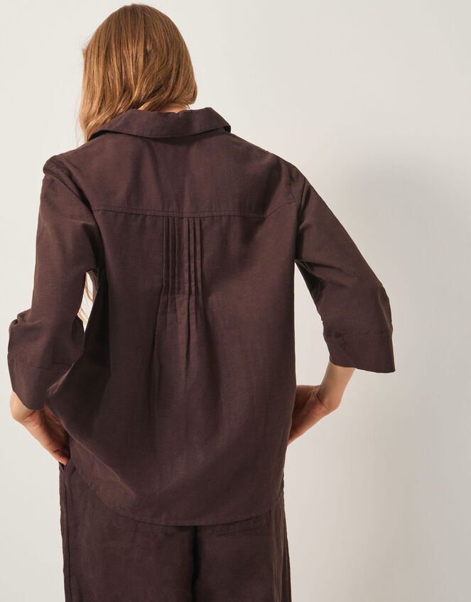 Elsie Pintuck Shirt, Brown (CHOCOLATE), large