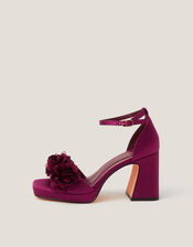 Mindy Floral Platform Sandals, Red (BURGUNDY), large