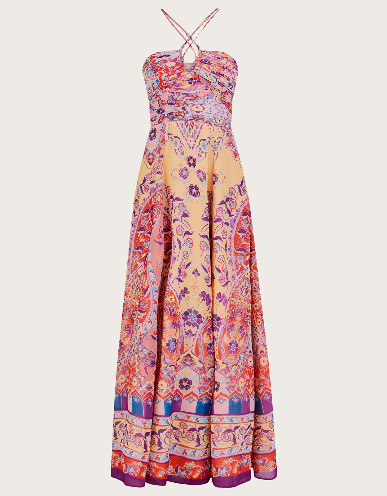 Violet Print Maxi Dress Yellow Evening Dresses Monsoon UK