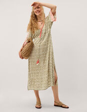 Elma Print Midi Beach Dress, Green (KHAKI), large