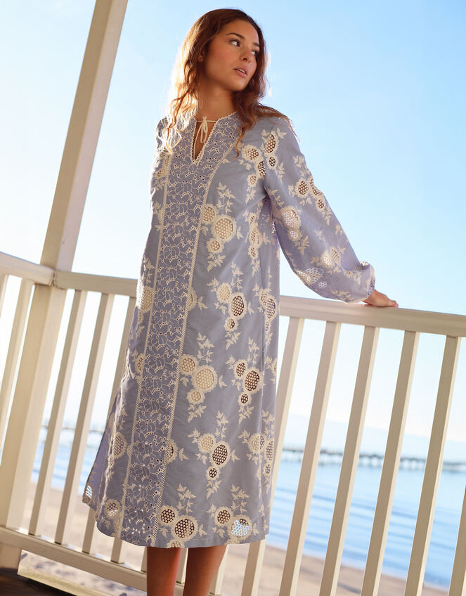 Crās Sansa Broderie Tunic Dress, Blue (BLUE), large
