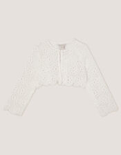 Baby Carmela Crochet Cardigan, Ivory (IVORY), large