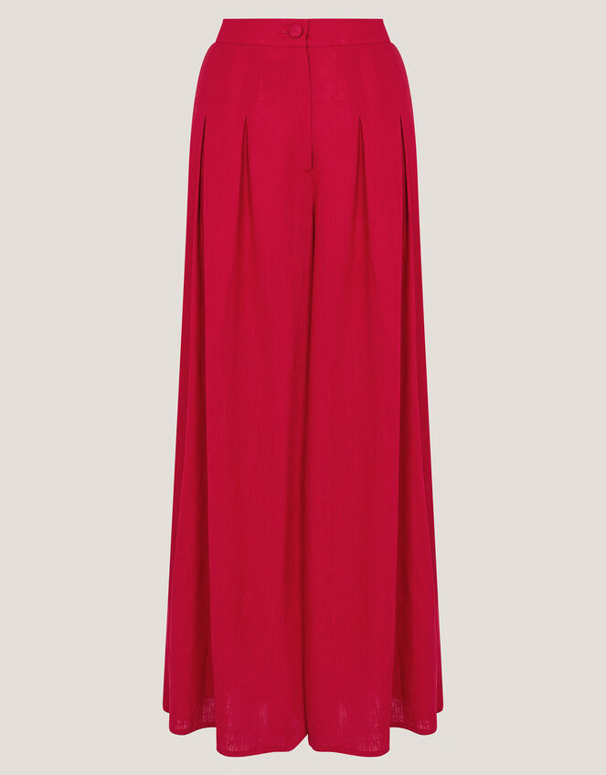 Diane Wide Leg Linen Blend Trousers, Red (RED), large