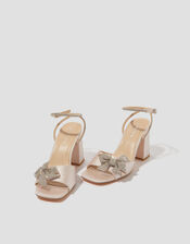 Dani Diamante Bow Heeled Sandals, Nude (NUDE), large