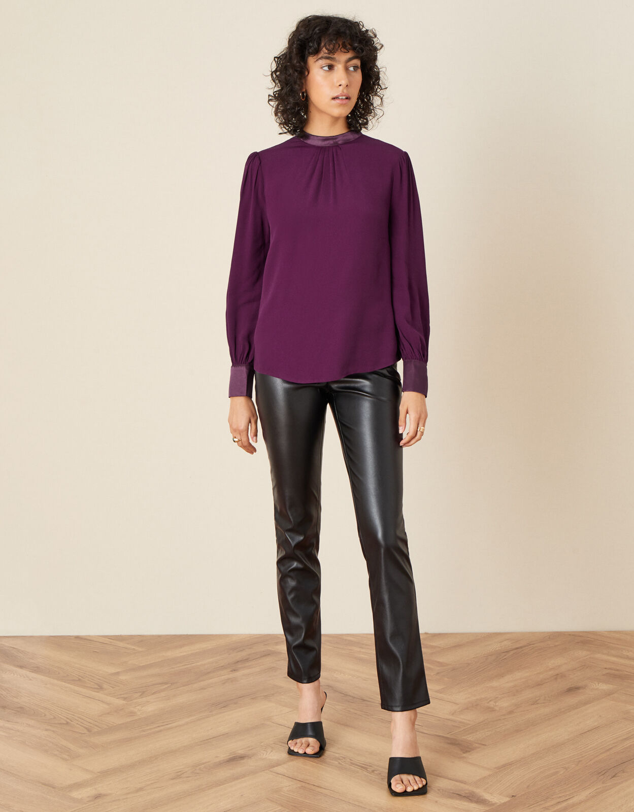 red high neck blouse