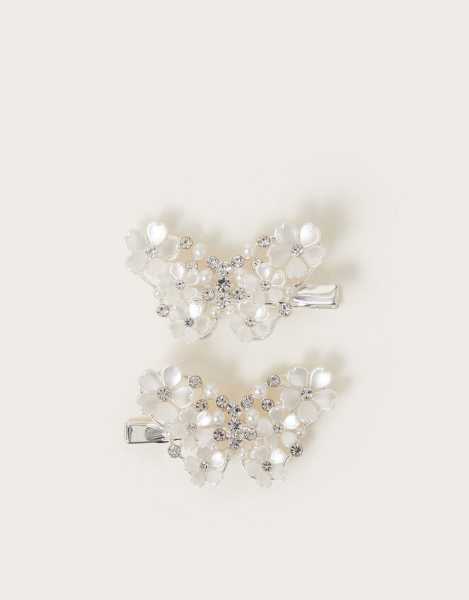 2-Pack Metal Pearl Butterfly Hair Clips, , large