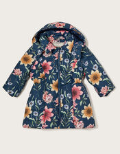 Sketchy Floral Padded Coat, Blue (NAVY), large