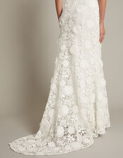 Clare Floral Embroidered Bardot Wedding Dress, Ivory (IVORY), large