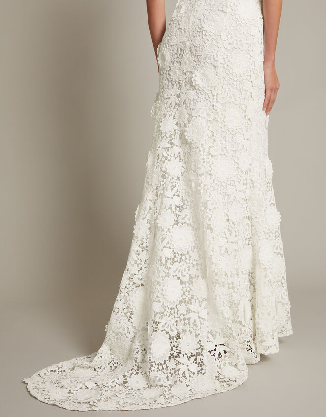 Clare Floral Embroidered Bardot Wedding Dress, Ivory (IVORY), large