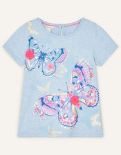 Butterfly T-Shirt in Organic Cotton, Blue (BLUE), large