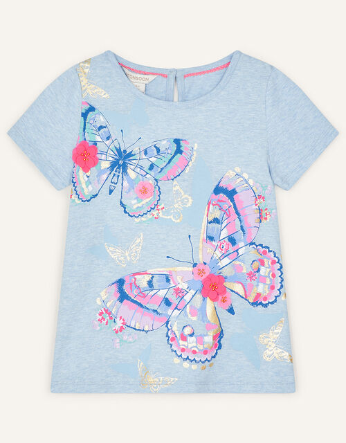 Butterfly T-Shirt in Organic Cotton, Blue (BLUE), large