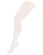 Girls Sparkly Baroque Tights, White (WHITE), large