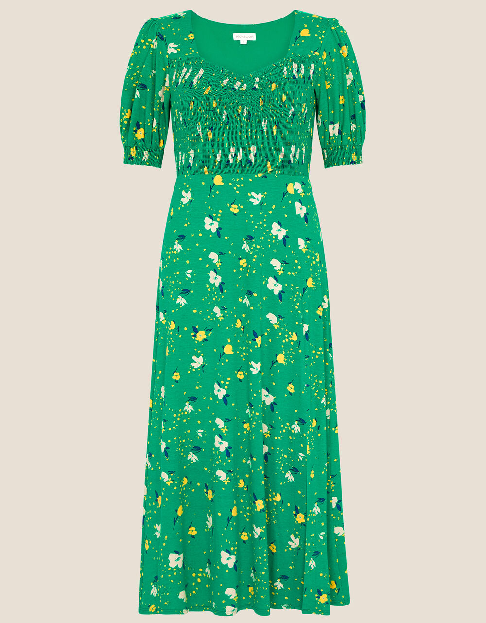 Nicky Floral Shirred Jersey Dress Casual & Day Dresses Monsoon UK.