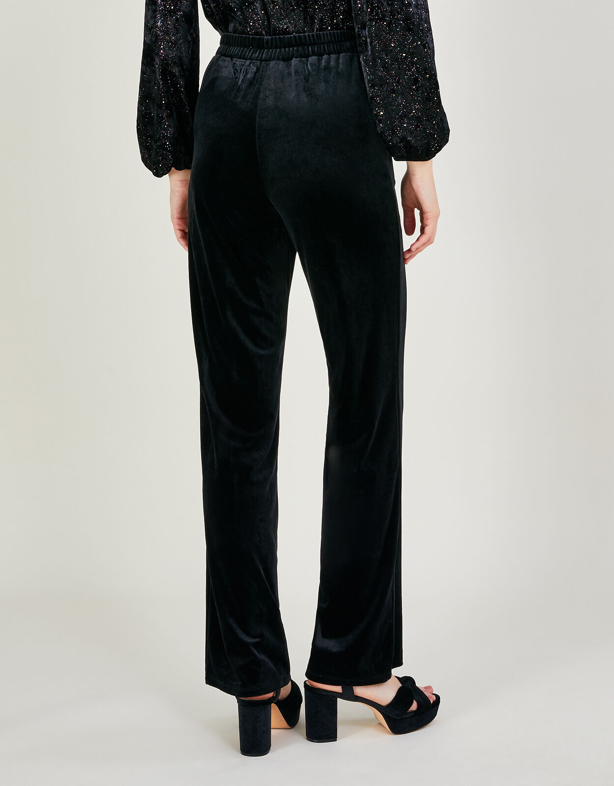 Carla Velvet Bootcut Trousers Black Trousers Leggings