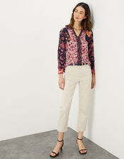 Patchwork Print Blouse in Sustainable Viscose, Black (BLACK), large
