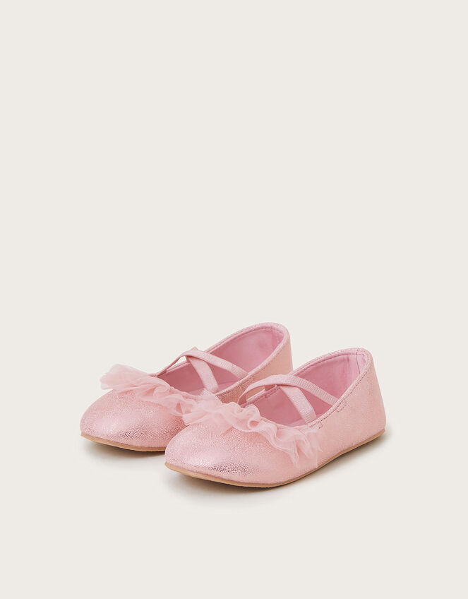 Baby Metallic Ruffle Walker Shoes Pink | First Walking & Toddler Shoes ...