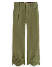 Scotch and Soda Liv Mid Rise Embroidered Trousers, Green (GREEN), large
