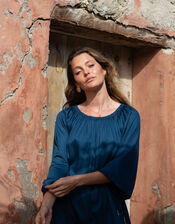 La Galeria Elefante Buddha Balloon Sleeve Top, Blue (TURQUOISE), large