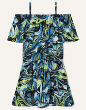 Swirl Marble Culotte Playsuit, Black (BLACK), large