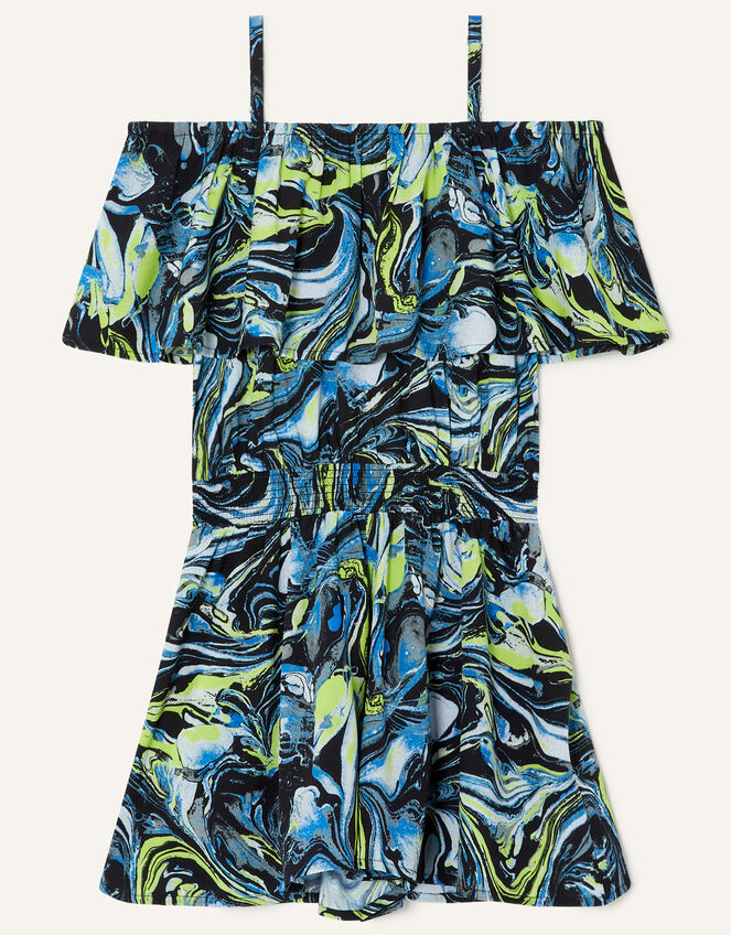 Swirl Marble Culotte Playsuit, Black (BLACK), large