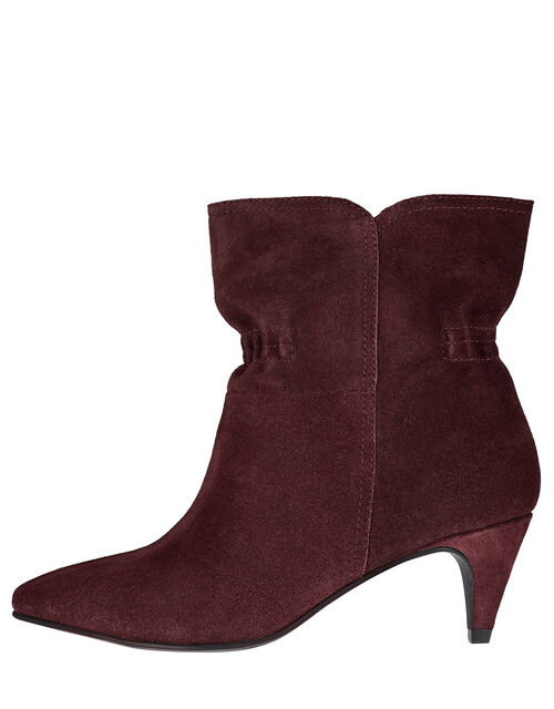 Ruched Suede Ankle Boots Red Women's Shoes Monsoon UK.