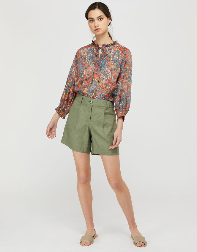 Phoenix Paisley Print Blouse, Orange (ORANGE), large