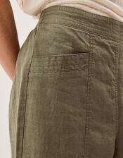 Lucy Regular Straight Leg Linen Trousers, Green (KHAKI), large