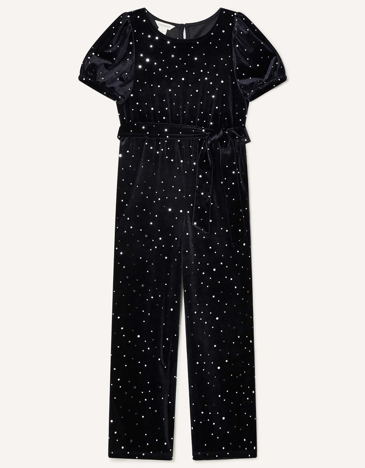 Spot Velvet Jumpsuit Black