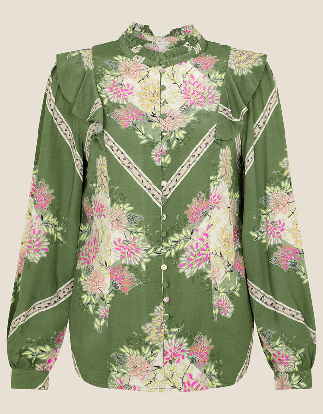 Sophia Scarf Print Blouse, Green (GREEN), large