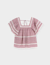 East Alina Printed Floral Lace Insert Top, Pink (PINK), large
