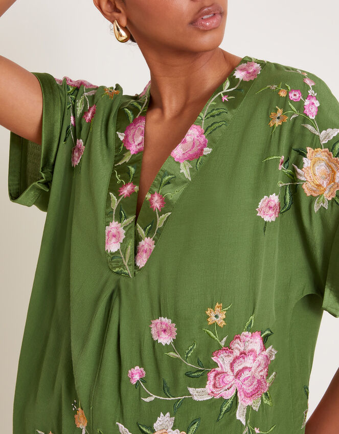 Alice Floral Embroidered V-Neck Blouse Green | Tops & T-shirts ...