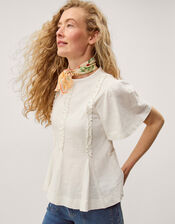 Ria Ruffle Jersey T-Shirt, Ivory (IVORY), large