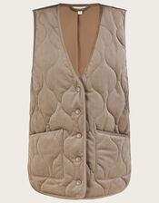 Cord Quilted Gilet , Brown (MUSHROOM), large