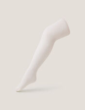 30 Denier Semi-Sheer Bow Tights, White (WHITE), large