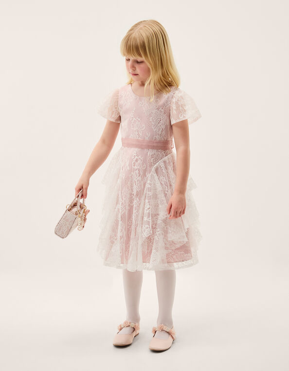 Joanie Cancan Ruffle Lace Dress, Pink (DUSKY PINK), large