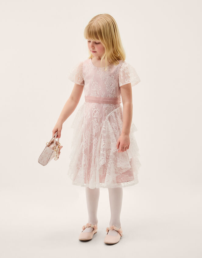 Joanie Cancan Ruffle Lace Dress, Pink (DUSKY PINK), large