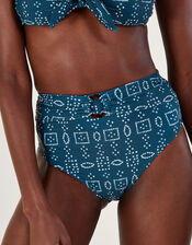 Batik Dye Print Bikini Bottoms with Recycled Polyester, Blue (NAVY), large