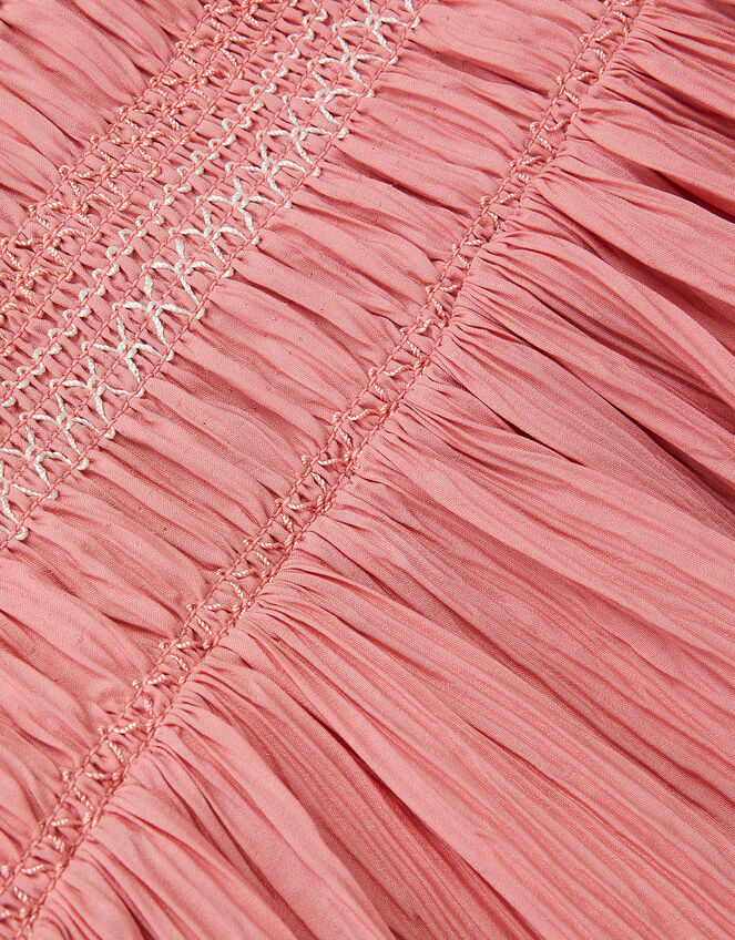 Smocked Puff Sleeve Dress, Pink (PINK), large